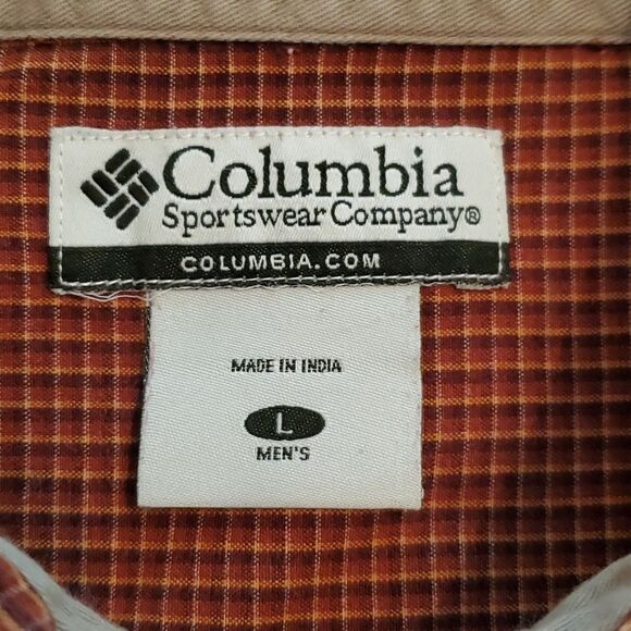 Columbia Sportswear Men's Long Sleeve Plaid Rust Button Down Shirt Size Large - Picture 10 of 10